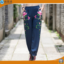 OEM Women Fashion Embroidery Pants Cotton Casual Pants